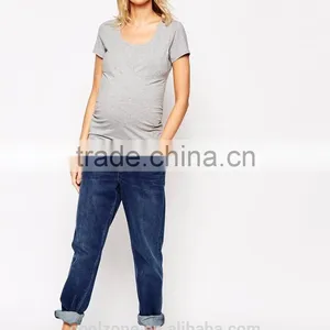 Women Slim Fit Scoop Neck Maternity Tee Shirt Wholesale Blank Maternity Nursing t Shirts thumbnail-4