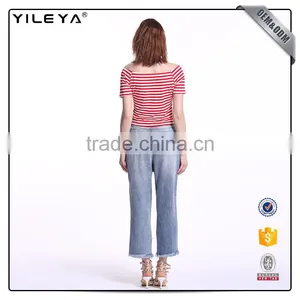 OEM Services Stripe+short+sleeve+t-shirt+tops+for+women+2016,female Tshirts thumbnail-5