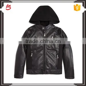 Winter Baby Kids Black Leather Jacket Wholesle Winter Leather thumbnail-1