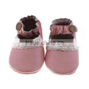 Lace Decoration Lovely Baby Girl Moccs, Leather Baby Girl Leather Moccasins thumbnail-1