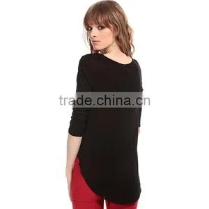 Women's Front Cross Swallow Tail 3/4 Sleeve Crop Top T-shirt Clothing thumbnail-2