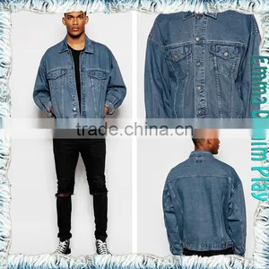 Casual Man's Pale Blue Plain Enzyme Washed Denim Jackets thumbnail-1