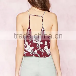 2016 Guangzhou Top Selling Printed Cotton Summer Fashion Spaghetti Strap Ladies Western Tops thumbnail-2