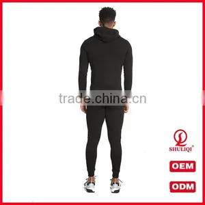 Custom Plain Cotton Skinny Tracksuit Wholesale Men Sports Gym Tracksuit Slim Fit thumbnail-4