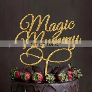Personalized Magic Mummy Glitter Gold Acrylic Cake Topper thumbnail-1