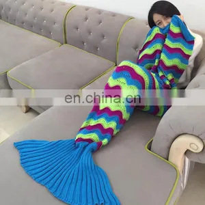 New Popular Fashion All Season Blankets Handmade Knit Mermaid Tail Blanket Wholesale thumbnail-1