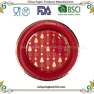 Christmas Party Holiday Disposable Dinnerware Tableware Color Printed Paper Plate With PE Coated Pack Made in China thumbnail-5