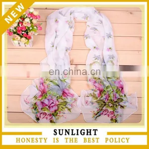 China Wholesale White Chiffon Scarf in Stock thumbnail-1