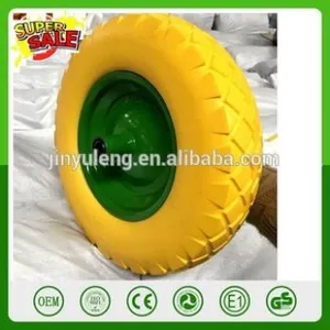 Puncture Proof 16'' Flat Free Tubeless Tire 4.00-8 PU Foam Solid Wheel For Wheelbarrow Hand Truck Carts 5/8