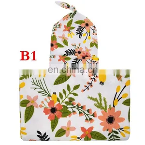 Kids Floral Receiving Blankets Baby Cotton Swaddle Blanket Wrap Set With Newborn Hat thumbnail-2