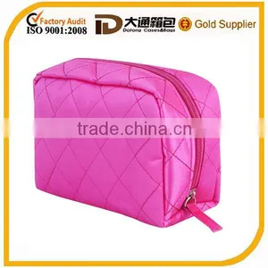 Lightweight Quilted Cosmetic Bag Featuring a Zippered Placket Along the Top and Sides thumbnail-1