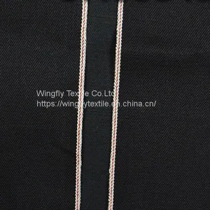 12 oz Black Stretch Selvedge Denim Fabric Wholesale Summer Selvedge Denim Material Suppliers W284526 thumbnail-5