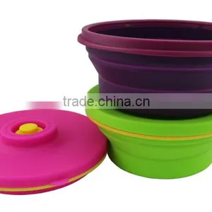 100% Pure FDA LFGB Silicone Collapsible Stacking Food Storage Containers thumbnail-1