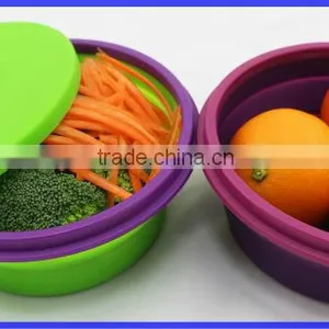 2014 New Floding Collapsible Silicone Microwave Lunch Box thumbnail-1