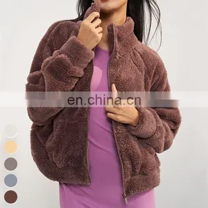 Thermostatic Warm Windproof Collar Coats High Quality Coat Custom Outdoor Winter Jacket Women Fleece Zipper Yoga Jacket thumbnail-3