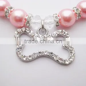 Customized Crystal Bone Pearl Necklace Jewelry for Pet Dog thumbnail-5