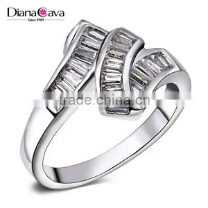 Simple Vintage Classic Costume Jewelry Hot Wedding Band Channel Setting CZ Ring thumbnail-2