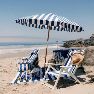 2.5M Large Fringe Beach Umbrellas Wholesale Outdoor Patio Sunshade Umbrella OEM Customized Waterproof Polyester Fabric Aluminum Pole thumbnail-5