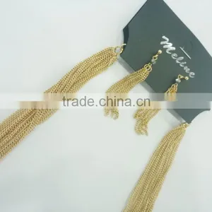 FASHION MULTI ROW BEADED CHAIN NECKLACE EARRING SET thumbnail-3