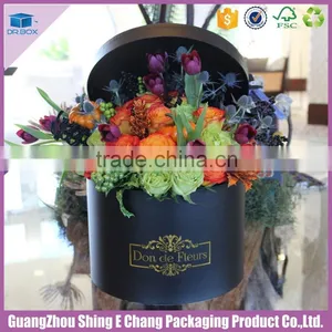 Factory Making Fancy Custom Logo Black Color Round Flower Boxes thumbnail-6