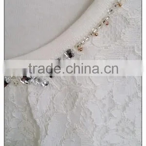 Simple Lace T-shirt Cap Sleeve O-neck Double Deck T-shirt thumbnail-2