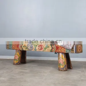 Chinese Antique Solid Wood Stool Hand Painting Bench Bed Stool thumbnail-3
