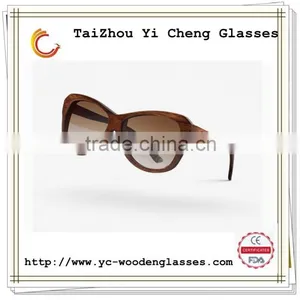 Brown Stained Bamboo Eyewear Cheap Bamboo Sunglasses for Women thumbnail-1