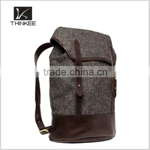 Backpack Canvas Rucksack Fashion Design Leather Strap Outdoor Mens Backpack thumbnail-2