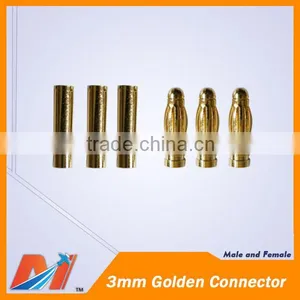Maytech RC Motor Connector 3mm Golden Male and Female in Pair thumbnail-1