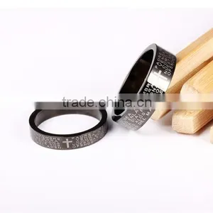 Fashion Design 2016 Black Plated Cross Stainless Steel Ring Engraving thumbnail-4