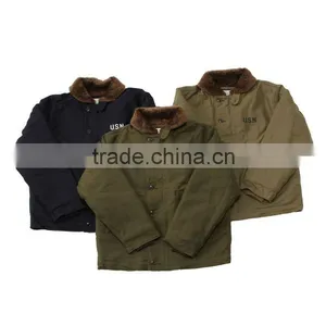 Navy Deck Jacket Olive Drab Color Man Jacket Made in Japan thumbnail-1
