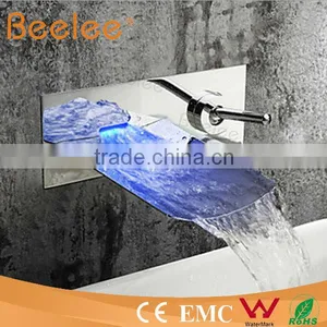 Wall Mounted Glass Bathroom Basin Faucet Tap With LED thumbnail-1
