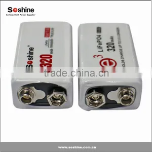 Soshine e3 9V Rechargeable Battery 320mAh 9.6V LiFePO4 9V Rechargeable Bttery thumbnail-2