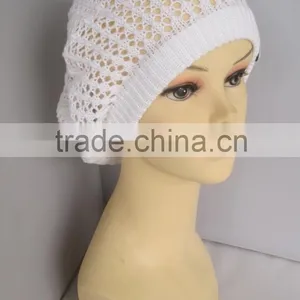 New Arrive Button Decoration Elegant White Crochet Knit Winter Hat thumbnail-5