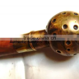 ANTIQUE FINISHING FOOTBALL HANDLE WALKING CANES-BROWN WOOD WALKING CANES-DESIGNER WALKING CANES Wk1174 thumbnail-4