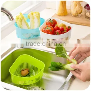 2015 Colorful Safe PP Plastic Drain Basket Rack Collapsible Colander Strainer Food Rice Fruit Storage thumbnail-1