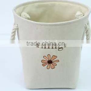 YIWU RODA Cotton Embroidery Bin Canvas Toys Receive Basket Sundry Receive Storage Basket Bathroom Laundry Basket thumbnail-3