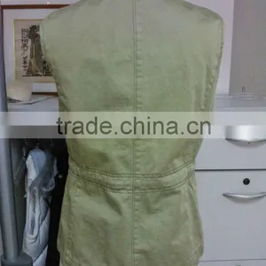 100% Cotton Twill Enzyme Wash Ladies' Casual Sleeveless Vest / Waistcoat With Cotton Lining and Shiny Rivets thumbnail-5