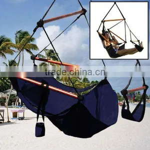 New Deluxe Tan Sky Air Chair Swing Hanging Hammock Chair W/ Pillow & Drink Holder thumbnail-1