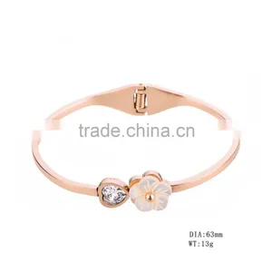 Newest Beautiful Bangle Design Zircon Stainless Steel Bangle thumbnail-2