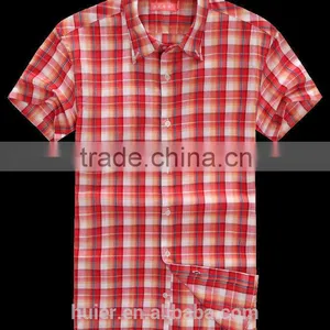 Mens T-shirt Yarn Dyed Cotton Checks Plaids Shirts thumbnail-5