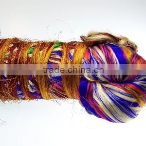 Sari Silk Thrums in Multicolors for Art And Craft Stores, Yarn Stores, Fiber Enthusiasts, Spinners, Weavers thumbnail-1