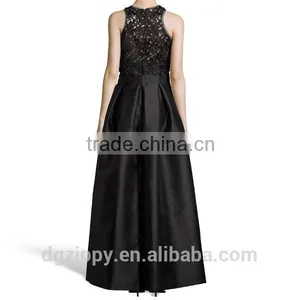 Black Floral Brocade And Sateen Evening Gown Latest Gown Designs thumbnail-3
