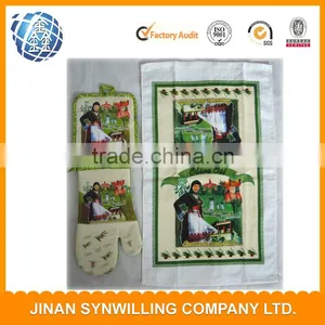 Factory Stock Kitchen Textile Set Mitt Potholder Stock 3pcs Kitchen Towel Set thumbnail-2
