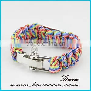Three Colors Braided Paracord Outdoor Survival Bracelet With Ajustable Buckle thumbnail-4