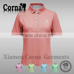 100% Polyester Original Pique Fabric Short Sleeves Outdoor Sport Blank Color Women's Polo t Shirt thumbnail-1