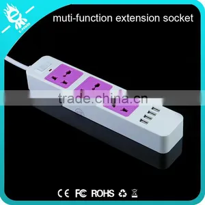 4 Usb 3-pin Plug Retractable Extension Pvc Multiple Power Socket With Switch thumbnail-1