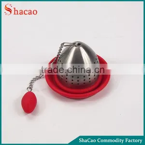 Red Color Silicone Loose Tea Strainer Filter Spice Tea Infuser Stainless Diffuser thumbnail-1