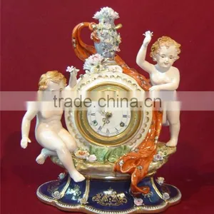 Creative Design Ornamental Churub Hanging Ceramic Desk Clock With Stand, Home Decorative Desk Clock thumbnail-5