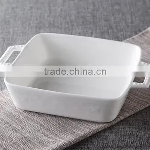 7'' White Porcelain Bakeware With Handle Square White Porcelain Tray Porcelain Bakeware thumbnail-4